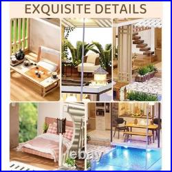 Spilay Diy Miniature House Kit with Furniture, Wooden Mini Doll House Crafts