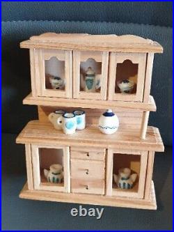 Stunning Wooden Decorative Dolls House Dresser Blue/White Tea Set