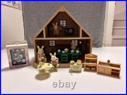 Sylvanian Families Complete Set Wooden House & Rabbit Doll Set with Furniture