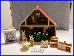 Sylvanian Families Complete Set Wooden House & Rabbit Doll Set with Furniture