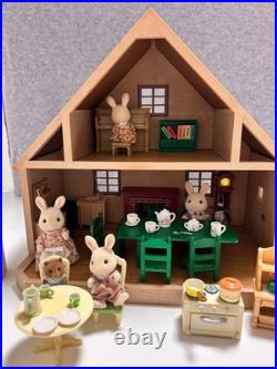 Sylvanian Families Complete Set Wooden House & Rabbit Doll Set with Furniture