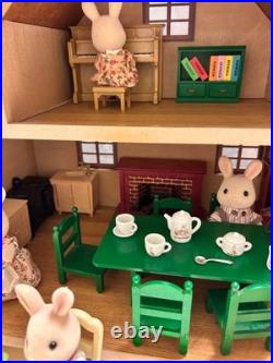 Sylvanian Families Complete Set Wooden House & Rabbit Doll Set with Furniture