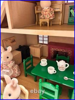 Sylvanian Families Complete Set Wooden House & Rabbit Doll Set with Furniture