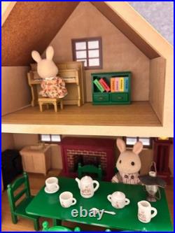 Sylvanian Families Complete Set Wooden House & Rabbit Doll Set with Furniture