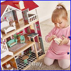 TOP BRIGHT Wooden Dollhouse with Elevator Dream Doll House for Little Girls 5