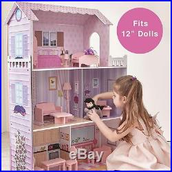 Teamson Fancy Mansion Wooden Kids Dollhouse Dolls House & Furniture Fits Barbie