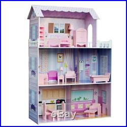 Teamson Kids Fancy Mansion Wooden Dollhouse + 13 Pieces of Furniture (4+ Years)