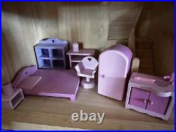 Traditional Wooden Dolls House 4 Floors Over 100 Accessories Furnitures Figures
