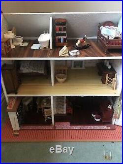 Traditional Wooden Hand Made Dolls House With Period Furniture