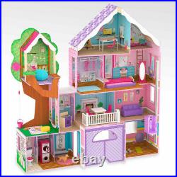 Treehouse Retreat Mansion Dollhouse Girls Kids Play Doll Wooden Toy Lights Sound