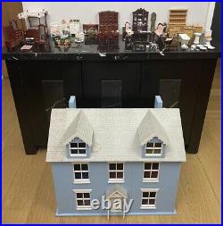 Victorian Handcrafted Wooden Dollhouse with Accessories Blue