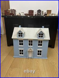 Victorian Handcrafted Wooden Dollhouse with Accessories Blue