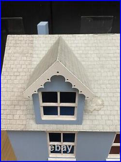 Victorian Handcrafted Wooden Dollhouse with Accessories Blue