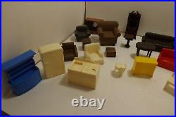 Vintage 1940s Keystone 6 Rm Wooden Dollhouse with Nancy Forbes Donna Lee Furniture