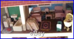 Vintage 1940s Keystone Wooden Doll House 2 Story STROMBECKER FURNITURE