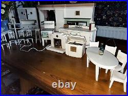 Vintage 30s 40s Handmade Wooden Dolls House Furniture Kitchen Living Room Set