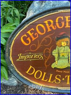 Vintage Antique George L. Orie Pratt St Baltimore MD Dolls Toys Wood Wooden Sign
