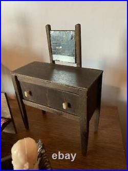 Vintage Antique Wooden Miniature Hand Made Apprentice Dolls House Furniture