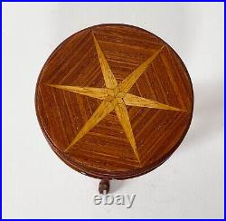 Vintage Artisan OOAK Inlaid Wooden Dolls House Drum Library Table 1/10th Scale