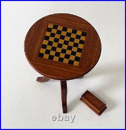 Vintage Artisan OOAK Wooden Dolls House Games, Chess, Draughts Table -1/10th Scale