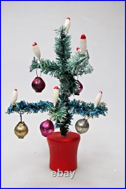 Vintage Doll House Bottle Brush 4 Christmas Tree Mini Ornaments Candles Japan