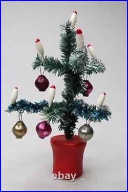 Vintage Doll House Bottle Brush 4 Christmas Tree Mini Ornaments Candles Japan