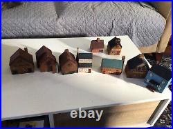 Vintage Handmade Miniature Wood Houses Model Folk Art Doll Train Diorama