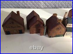 Vintage Handmade Miniature Wood Houses Model Folk Art Doll Train Diorama