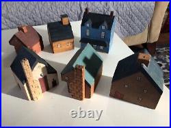 Vintage Handmade Miniature Wood Houses Model Folk Art Doll Train Diorama