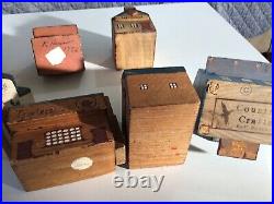 Vintage Handmade Miniature Wood Houses Model Folk Art Doll Train Diorama