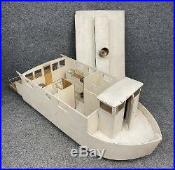 Vintage Houseboat Dollhouse Wooden Handcrafted WithRemovable Roof 36 Long
