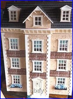 Vintage Large Wooden 4 story Dolls Bramley House 112 scale + furniture