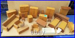 Vintage Old Retro Hand Made 1970s Wooden Dolls House Furniture Set 20+ items
