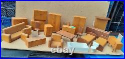 Vintage Old Retro Hand Made 1970s Wooden Dolls House Furniture Set 20+ items