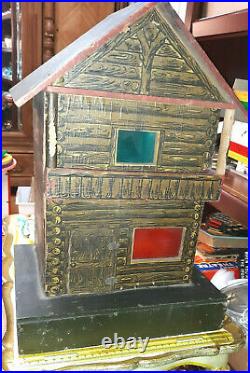 Vintage Victorian Bliss Wooden Paper Litho Arironack Log Cabin Doll House Htf