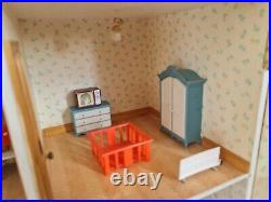 Vintage Wooden Doll House With Lundby Furniture And Accessories