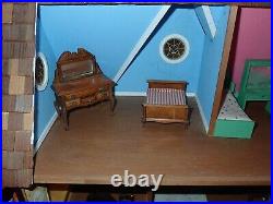 Vintage Wooden Doll House with Furniture