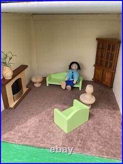 Vintage Wooden Dolls House + All Accessories 69x79x46.5cm
