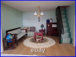 Vintage Wooden Dolls Mansion House and including furniture/dolls