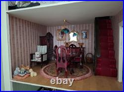 Vintage Wooden Dolls Mansion House and including furniture/dolls