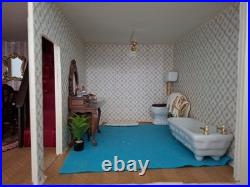 Vintage Wooden Dolls Mansion House and including furniture/dolls