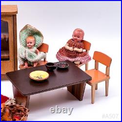 Vintage bundle of dollhouse accessories including wooden furniture and dolls (20 pieces)