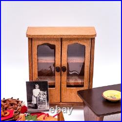 Vintage bundle of dollhouse accessories including wooden furniture and dolls (20 pieces)