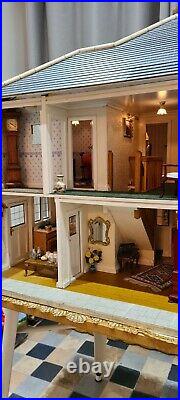 Vintage large Wooden dolls house, mansion, fully furnished, working lights/lamps