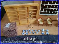 Vintage wooden dolls house with accessories & furniture, vintage dolls, COLLECTABL