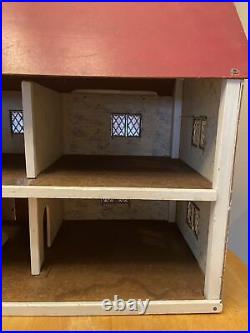Vtg Keystone Doll House Large 5 Rooms Wooden 1940s