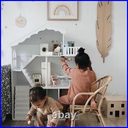 WODENY Dollhouse White Wooden Kids Bookshelf Bookcase 2021 Best Gift f/ Children