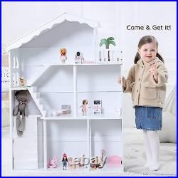 WODENY Large Wooden Dollhouse Kids Doll House Bookshelf Toys Display Rack Gifts
