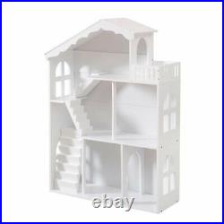 White Doll House, Kids Large Wooden Dollhouse Toys Book Storage Cabinet Unit NEW