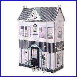 White Wooden Dollhouse 3 Floors 13 Accessories H 90.2cm x L 33cm x 63.5cm